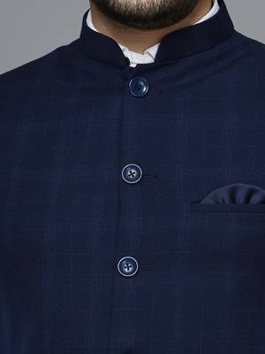 blue chex nehru jacket 4