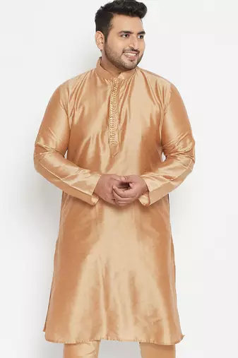 Men's rose gold viscose blend kurta
