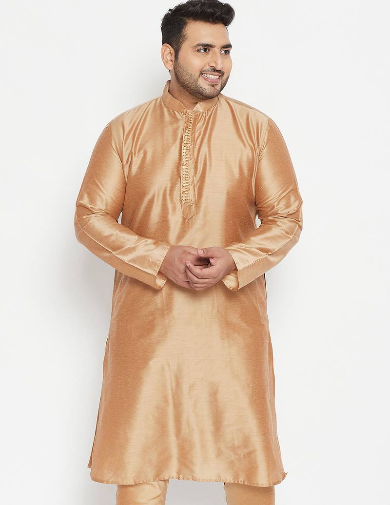 Men's rose gold viscose blend kurta