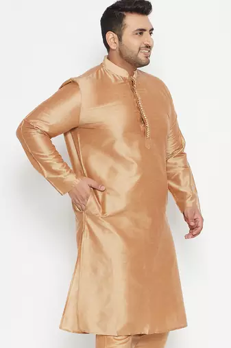 Men's rose gold viscose blend kurta