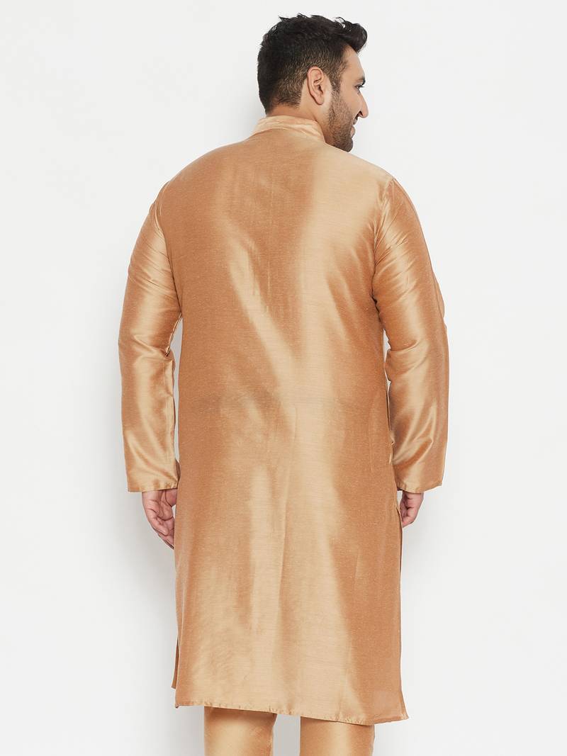 Men's rose gold viscose blend kurta