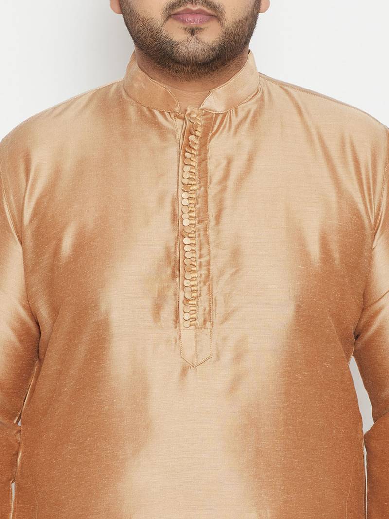 Men's rose gold viscose blend kurta