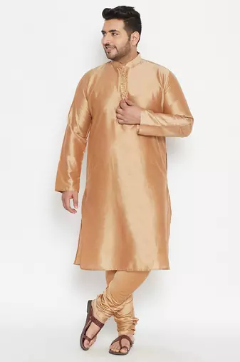 Men's rose gold viscose blend kurta