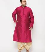 Men's frusia and gold viscose blend kurta and dhoti set