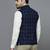 Men deep-blue nehru jacket with royal blue multi-lines chex