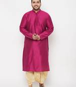 Men's frusia and gold viscose blend kurta and dhoti set