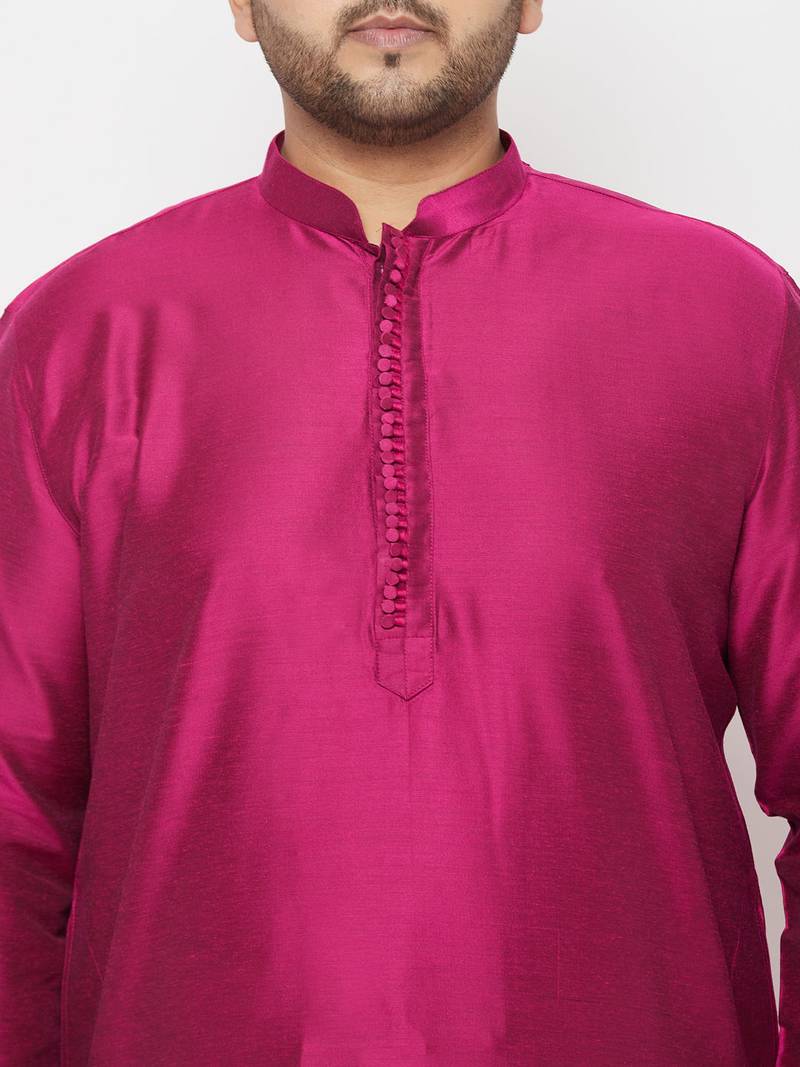 Men's frusia and gold viscose blend kurta and dhoti set