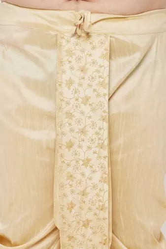 Men's frusia and gold viscose blend kurta and dhoti set