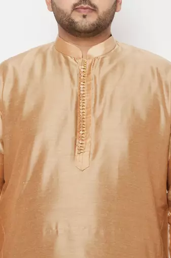 Men's rose gold and navy blue viscose blend kurta and dhoti set
