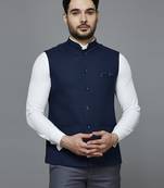 blue nehru jacket with self shine