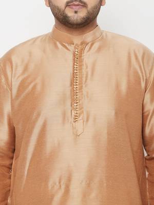 Men's rose gold and gold viscose blend kurta and dhoti set 4