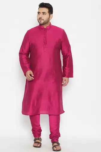Men's fushia pink viscose blend kurta pyjama set