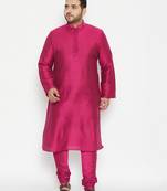 Men's fushia pink viscose blend kurta pyjama set