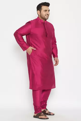 Men's fushia pink viscose blend kurta pyjama set