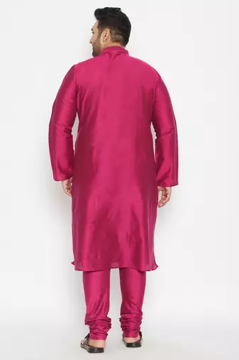 Men's fushia pink viscose blend kurta pyjama set