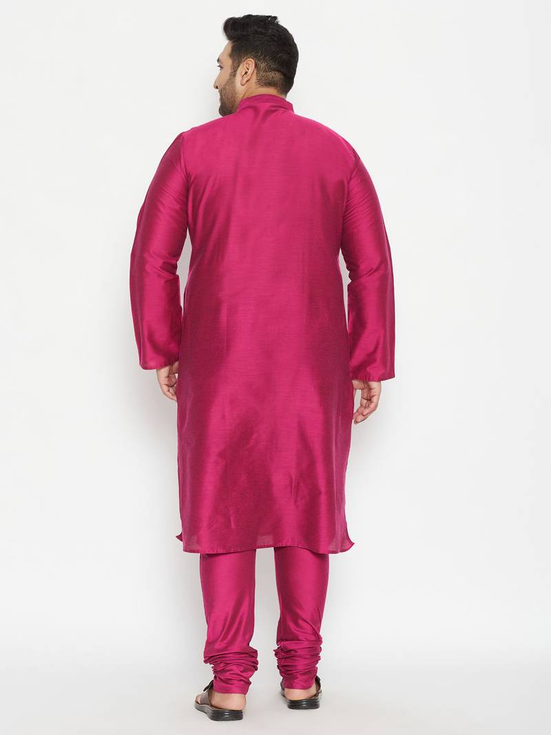 Men's fushia pink viscose blend kurta pyjama set