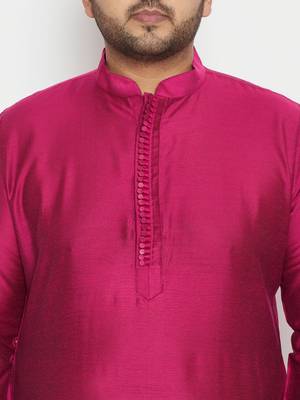 Men's fushia pink viscose blend kurta pyjama set 4