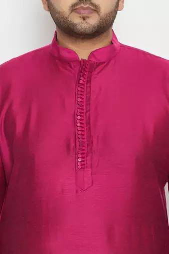 Men's fushia pink viscose blend kurta pyjama set
