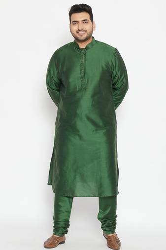 Green viscose blend kurta pyjama set