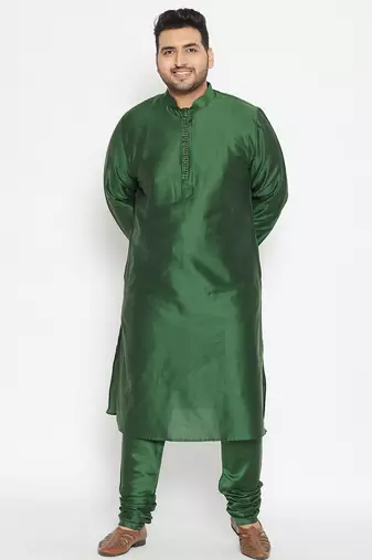 Green viscose blend kurta pyjama set