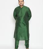 Green viscose blend kurta pyjama set