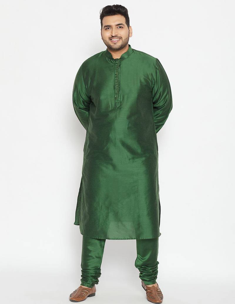 Green viscose blend kurta pyjama set