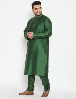 Green viscose blend kurta pyjama set 2