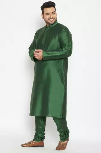 Green viscose blend kurta pyjama set