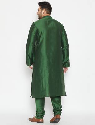 Green viscose blend kurta pyjama set 3