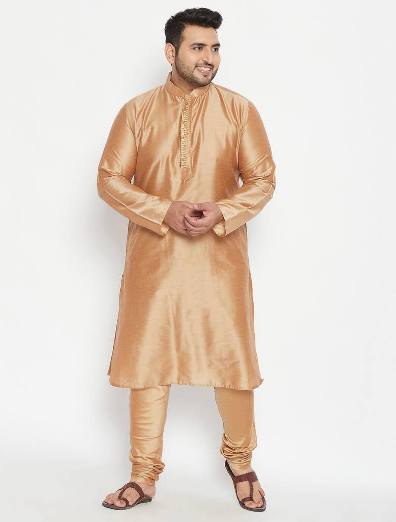Gold viscose blend kurta pyjama set