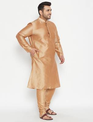 Gold viscose blend kurta pyjama set 2