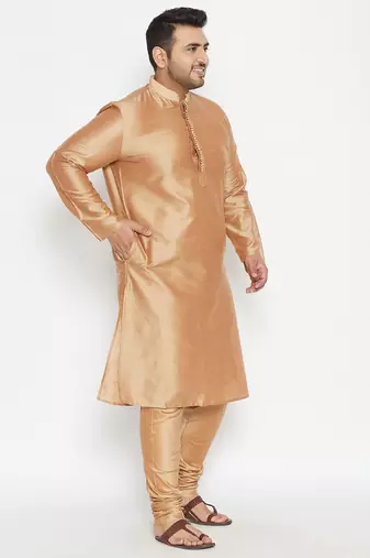 Gold viscose blend kurta pyjama set