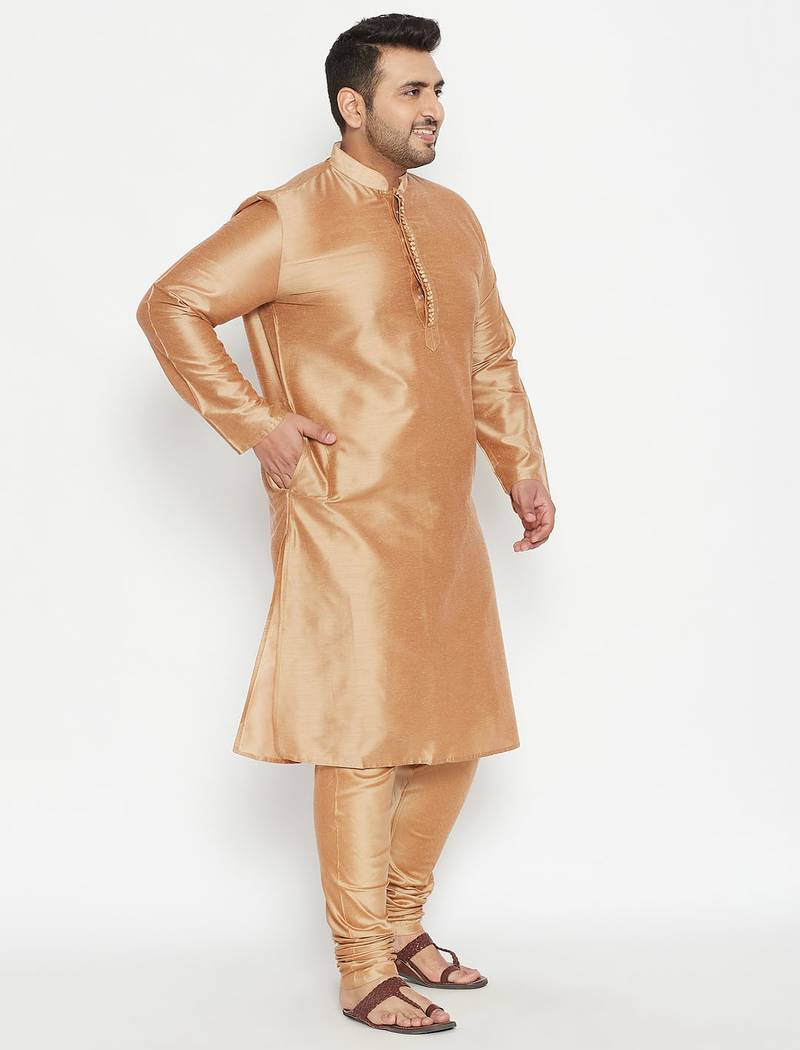 Gold viscose blend kurta pyjama set