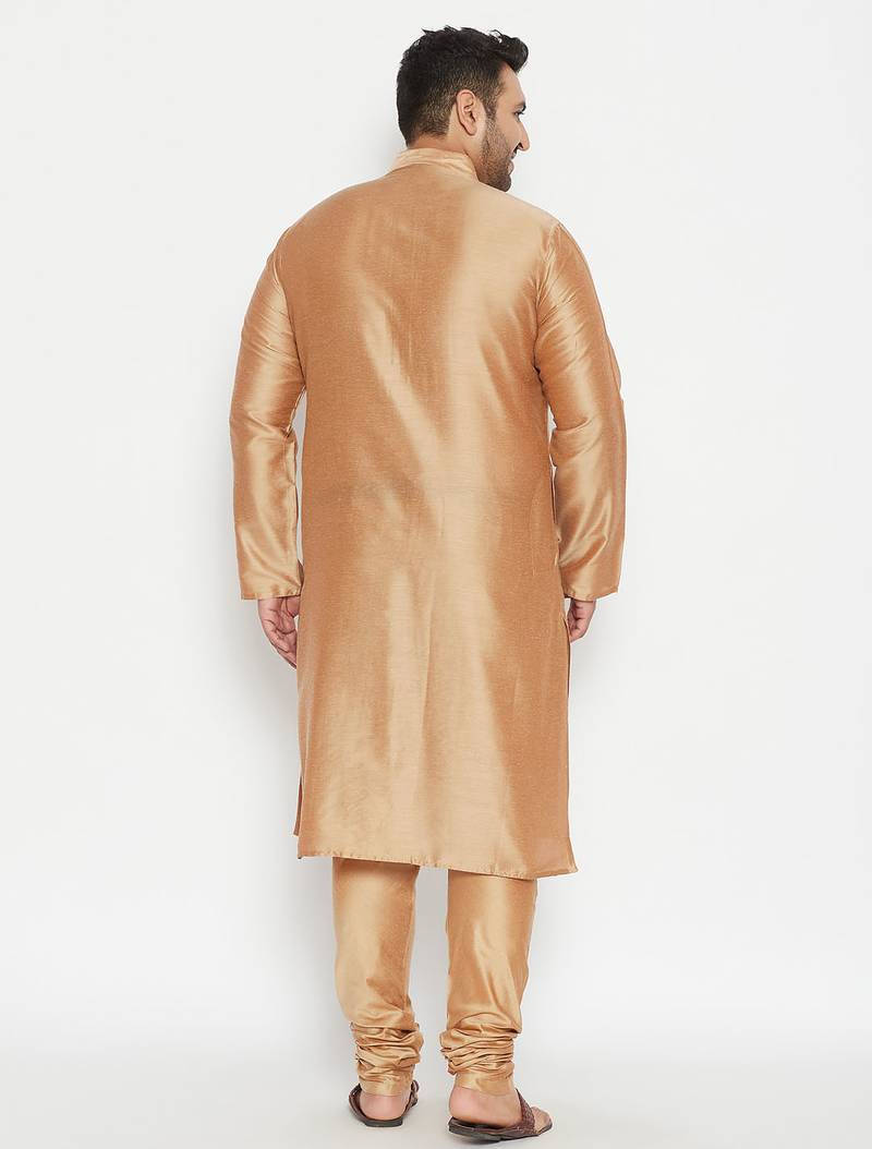 Gold viscose blend kurta pyjama set