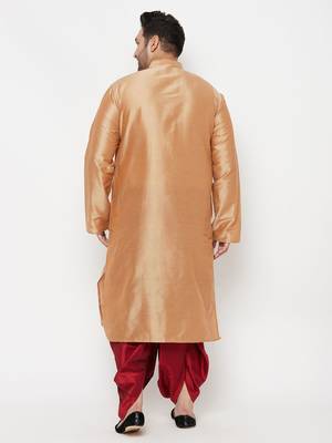 Men's rose gold and maroon viscose blend kurta and dhoti set 3