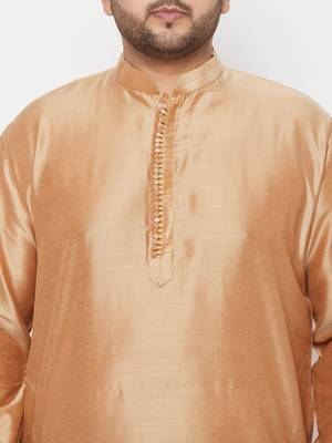 Men's rose gold and maroon viscose blend kurta and dhoti set 4