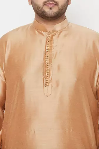Men's rose gold and maroon viscose blend kurta and dhoti set