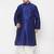 Men's blue and white silk blend kurta and dhoti set