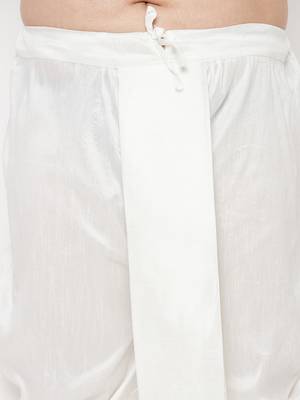 Men's blue and white silk blend kurta and dhoti set 5