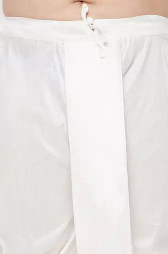 Men's blue and white silk blend kurta and dhoti set