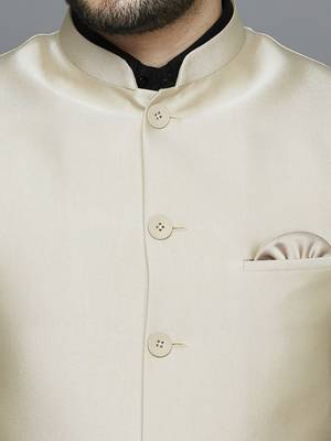 cream solid nehru jacket with self shine 4