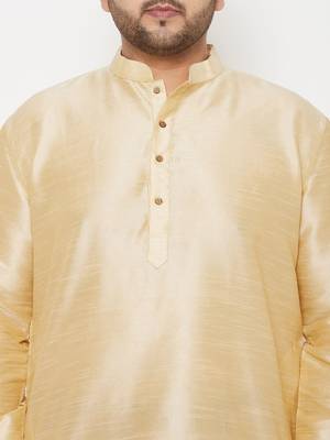 Men's gold and maroon silk blend kurta and dhoti set 4