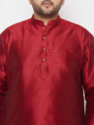 Men's maroon and gold silk blend kurta and dhoti set 4