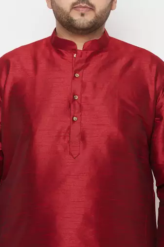 Men's maroon and gold silk blend kurta and dhoti set
