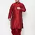 Men's maroon silk blend kurta and dhoti set