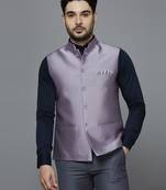 lavender solid nehru jacket with self shine