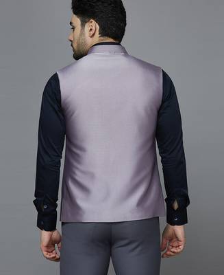 lavender solid nehru jacket with self shine 3