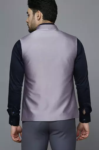 lavender solid nehru jacket with self shine