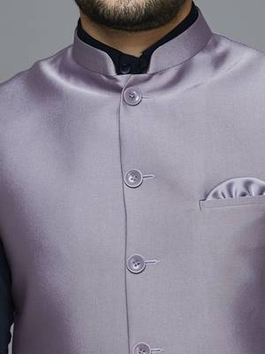 lavender solid nehru jacket with self shine 4
