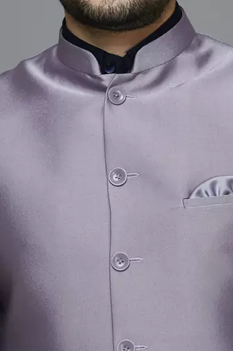 lavender solid nehru jacket with self shine